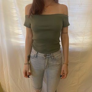 Green Off-Shoulder Top
